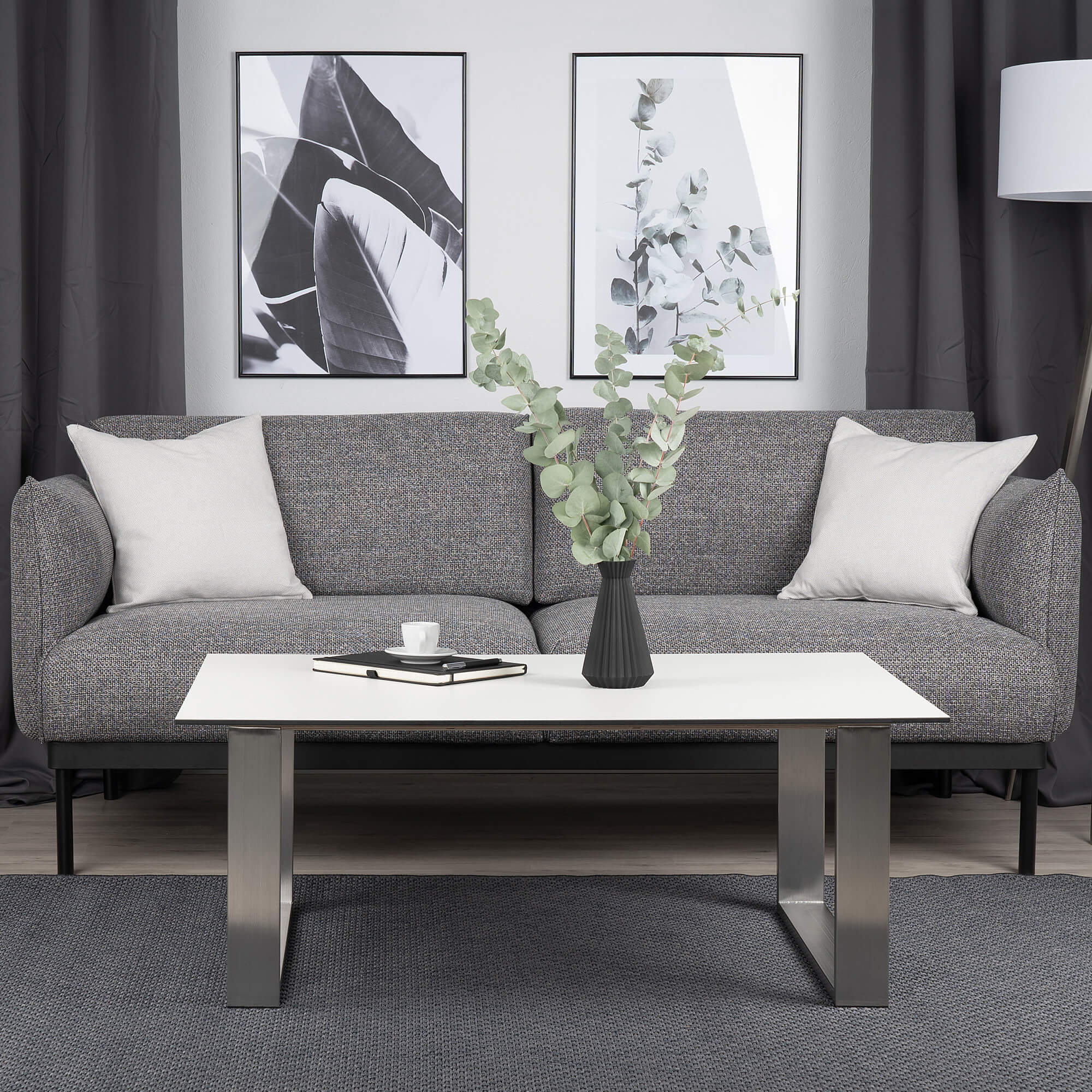 White-rectangular-living-room-tables-silver-metal-legs