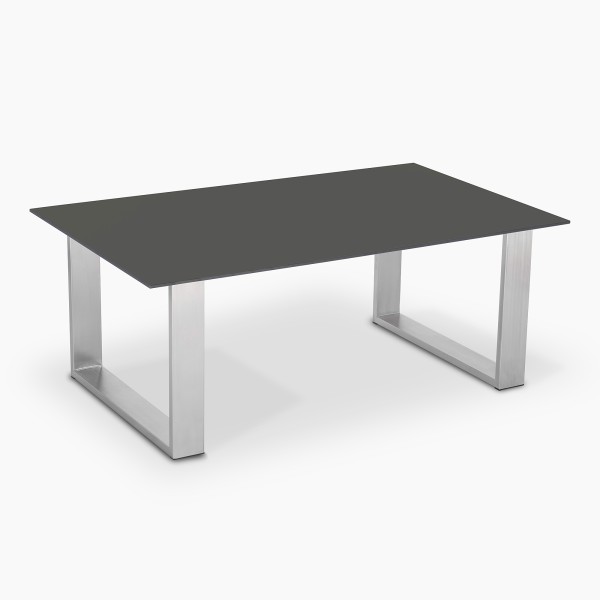 LeedLine anthracite coffee table with stainless steel runners 70 x 115 cm